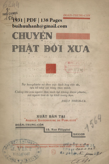 Chuyện Phật Đời Xưa (NXB Nguyễn Văn Viết 1931) - Đoàn Trung Còn, 138 Trang
