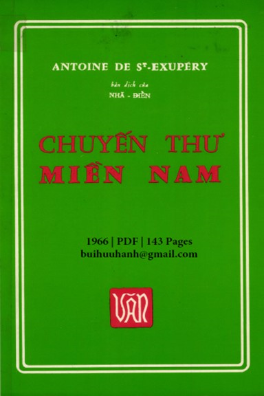 Chuyến Thư Miền Nam (NXB Văn 1966) - Saint Exupery, 143 Trang