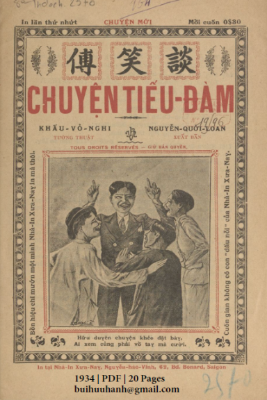 Chuyện Tiếu Đàm (NXB Xưa Nay 1934) - Khấu Vỏ Nghi, 20 Trang