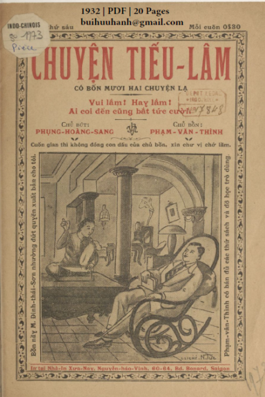 Chuyện Tiếu Lâm (NXB Xưa Nay 1932) - Phụng Hoàng Sang, 20 Trang