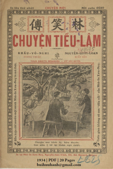 Chuyện Tiếu Lâm (NXB Xưa Nay 1934) - Khấu Vỏ Nghi, 20 Trang