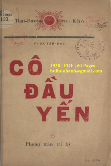 Cô Đầu Yến (NXB Nguyễn Kính 1930) - Vi Huyền Đắc, 60 Trang