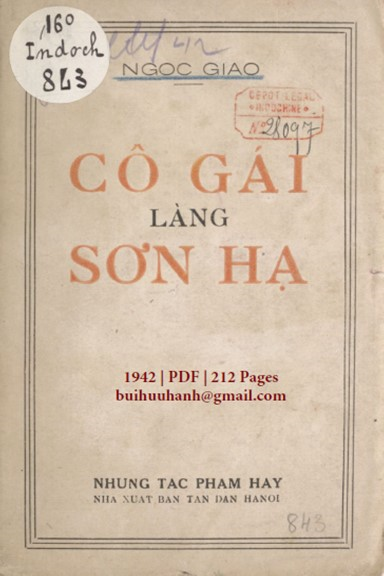 Cô Gái Làng Sơn Hạ (NXB Tân Dân 1942) - Ngọc Giao, 212 Trang