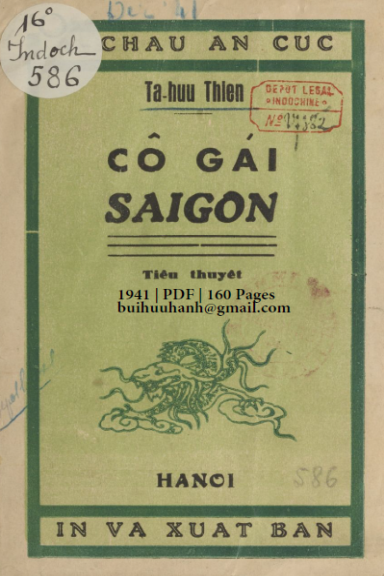 Cô Gái Sài Gòn (NXB Á Châu 1941) - Tạ Hữu Thiện, 160 Trang