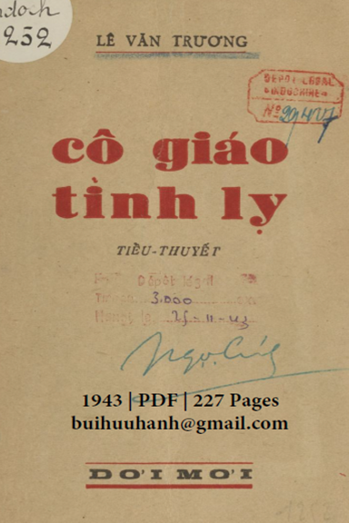 Cô Giáo Tỉnh Lỵ (NXB Đời Mới 1943) - Lê Văn Trương, 227 Trang