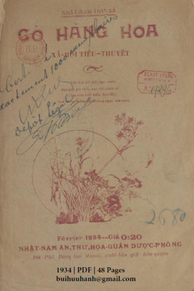 Cô Hàng Hoa (NXB Nhật Nam 1934) - Nhượng Tống, 48 Trang