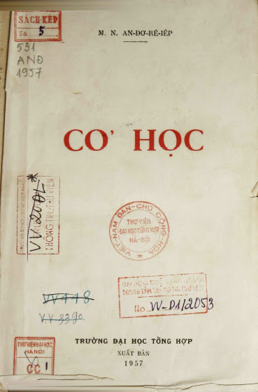 Cơ Học (NXB Tổng Hợp 1957) - M. N. An-Đơ-Rê-Iêp, 435 Trang