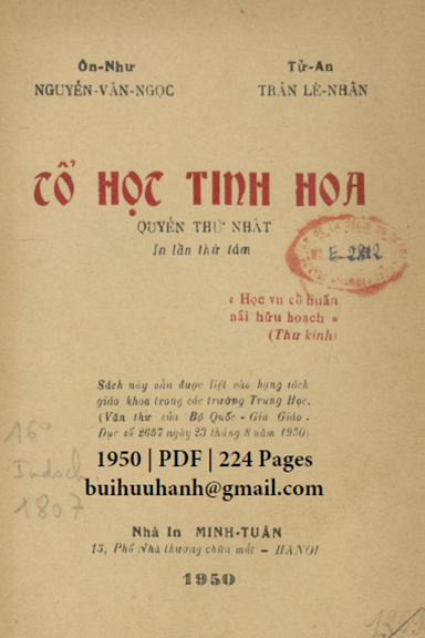 Cổ Học Tinh Hoa Quyển 1 (NXB Minh Tuân 1950) - Nguyễn Văn Ngọc, 224 Trang