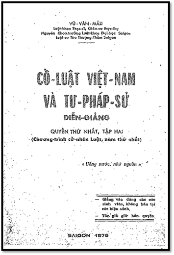 Cổ Luật Việt Nam Và Tư Pháp Sử Quyển I Tập 2 (NXB Sài Gòn 1975) - Vũ Văn Mẫu, 194 Trang