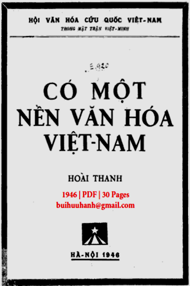 Có Một Nền Văn Hóa Việt Nam (NXB Hà Nội 1946) - Hoài Thanh, 30 Trang
