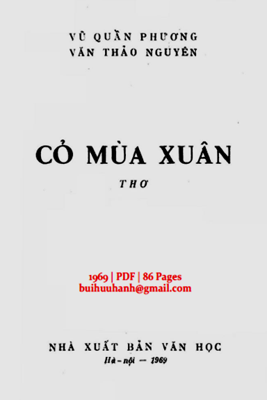 Cỏ Mùa Xuân (NXB Văn Học 1969) - Vũ Quần Phương, 86 Trang