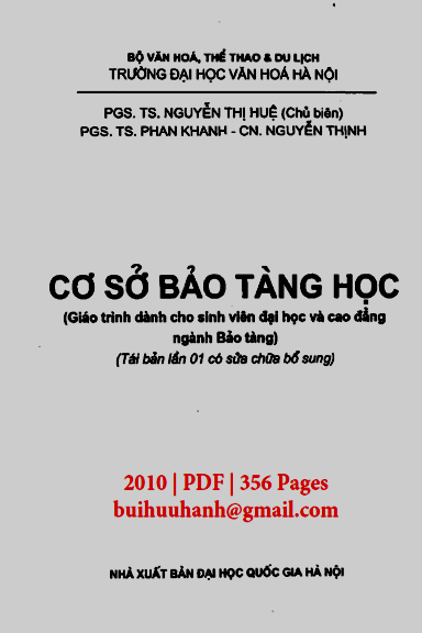 Cơ Sở Bảo Tàng Học (NXB Đại Học Quốc Gia 2010) - Nguyễn Thị Huệ, 356 Trang