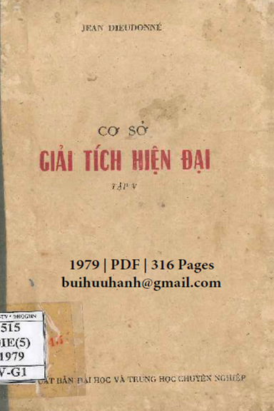 Cơ Sở Giải Tích Hiện Đại Tập 5 (NXB Đại Học 1979) - Jean Dieudonne, 316 Trang