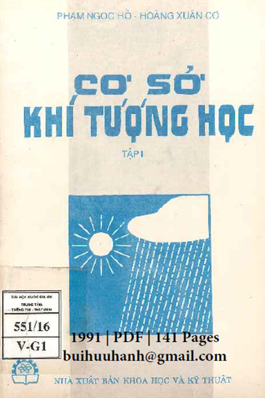 Cơ Sở Khí Tượng Học Tập 1 (NXB Khoa Học Kỹ Thuật 1991) - Phạm Ngọc Hồ, 141 Trang