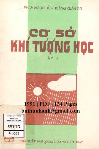 Cơ Sở Khí Tượng Học Tập 2 (NXB Khoa Học Kỹ Thuật 1991) - Phạm Ngọc Hồ, 134 Trang