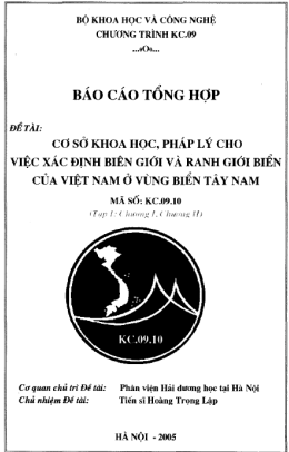 Cơ Sở Khoa Học, Pháp Lý Cho Việc Xác Định Biên Giới Và Ranh Giới Vùng Biển Tây Nam Việt Nam