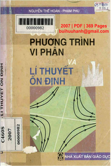Cơ Sở Phương Trình Vi Phân Và Lý Thuyết Ổn Định (NXB Giáo Dục 2007) - Nguyễn Thế Hoàn, 369 Trang