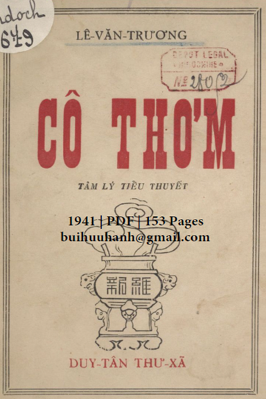 Cô Thơm (NXB Duy Tân Thư Xã 1941) - Lê Văn Trương, 153 Trang