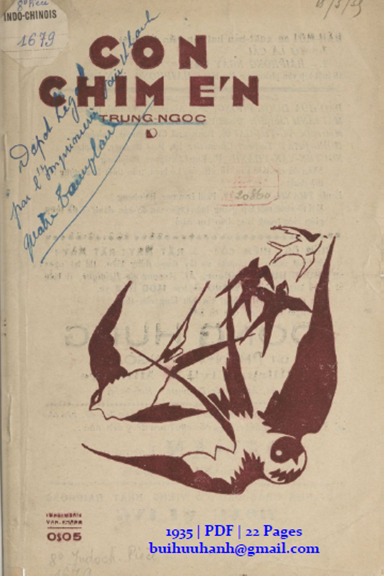 Con Chim Én (NXB Dân Mới 1935) - Trung Ngọc, 22 Trang