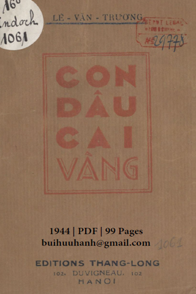 Con Dâu Cai Vàng (NXB Thăng Long 1944) - Lê Văn Trương, 99 Trang