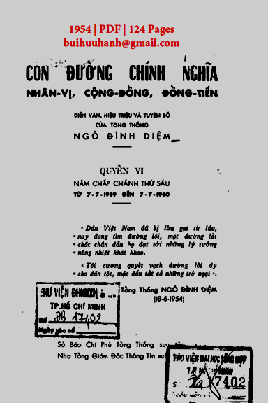 Con Đường Chính Nghĩa Quyển 6 (NXB Sài Gòn 1954) - Ngô Đình Diệm, 124 Trang