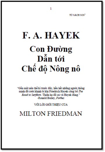 Con Đường Dẫn Tới Chế Độ Nông Nô (NXB Hà Nội 2003) - F.A.Hayek, 323 Trang