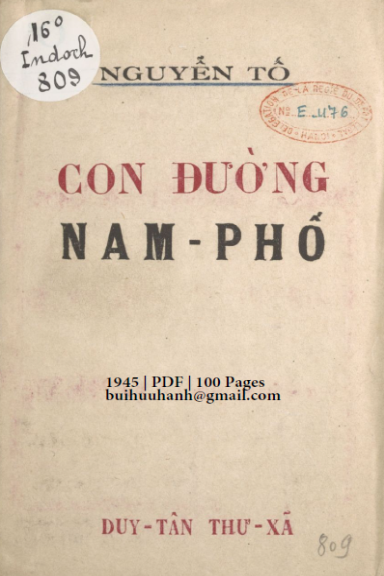 Con Đường Nam Phố (NXB Duy Tân Thư Xã 1945) - Nguyễn Tố, 100 Trang