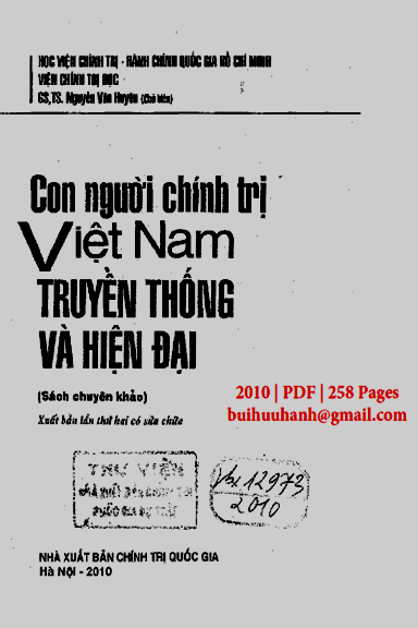 Con Người Chính Trị Việt Nam Truyền Thống Và Hiện Đại (NXB Chính Trị 2010) - Nguyễn Văn Huyên