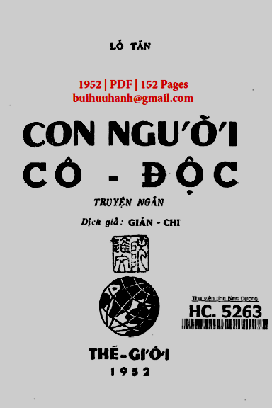 Con Người Cô Độc (NXB Thế Giới 1952) - Lỗ Tấn, 152 Trang