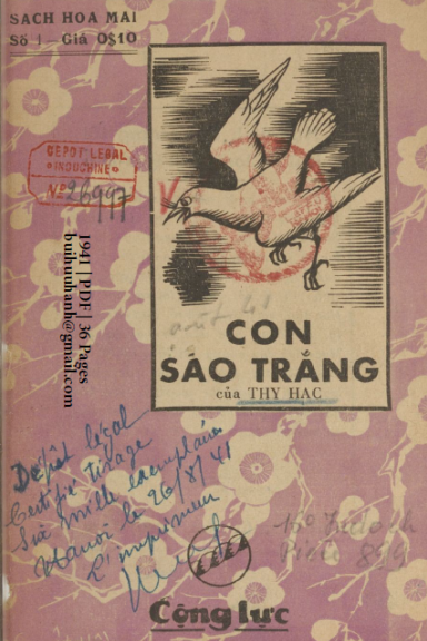 Con Sáo Trắng (NXB Cộng Lực 1941) - Thy Hạc, 36 Trang