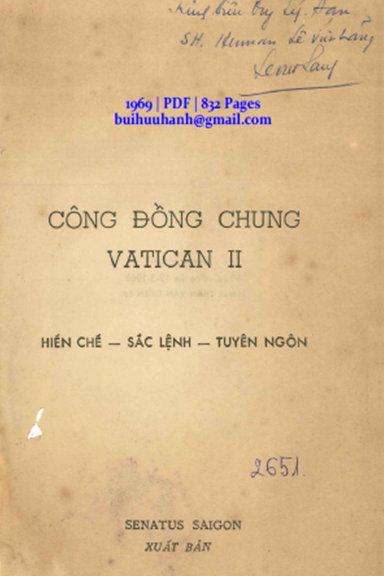 Công Đồng Chung Vatican II (NXB Senatus 1969) - Phạm Văn Thiên, 832 Trang