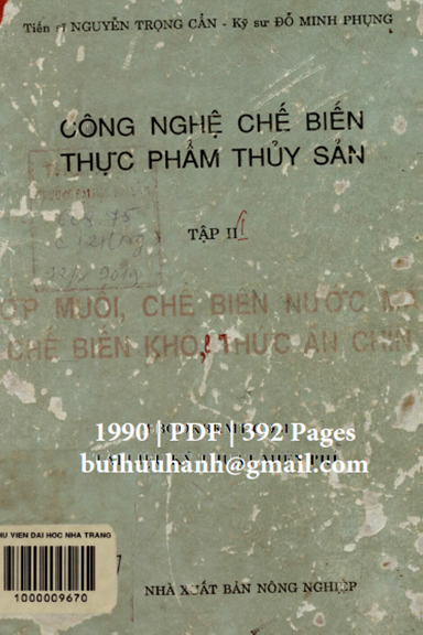 Công Nghệ Chế Biến Thực Phẩm Thủy Sản Tập 2 (NXB Nông Nghiệp 1990) - Nguyễn Trọng Cẩn, 392 Trang