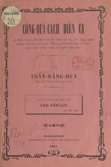 Công Quá Cách Diễn Ca (NXB Nguyễn Văn Của 1927) - Trần Đằng Huy, 24 Trang