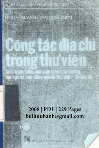 Công Tác Địa Chí Trong Thư Viện (NXB Đại Học Quốc Gia 2008) - Nguyễn Văn Cần, 229 Trang