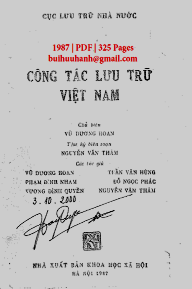 Công Tác Lưu Trữ Việt Nam (NXB Khoa Học Xã Hội 1987) - Vũ Dương Hoan, 325 Trang