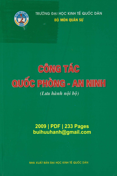 Công Tác Quốc Phòng-An Ninh (NXB Kinh Tế Quốc Dân 2009) - Cáp Tuấn Xuân, 263 Trang