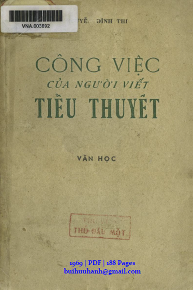 Công Việc Của Người Viết Tiểu Thuyết (NXB Văn Học 1969) - Nguyễn Đình Thi, 188 Trang