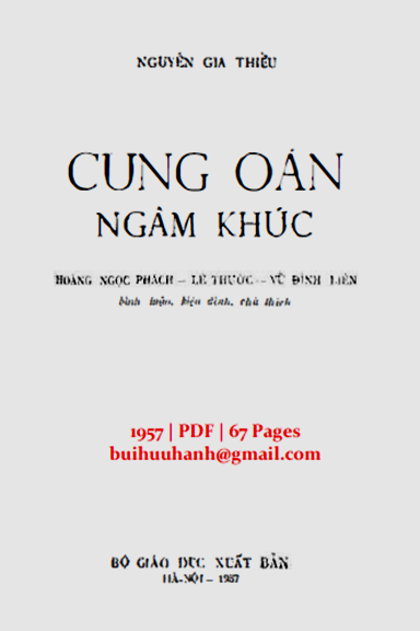 Cung Oán Ngâm Khúc (NXB Giáo Dục 1957) - Nguyễn Gia Thiều, 67 Trang