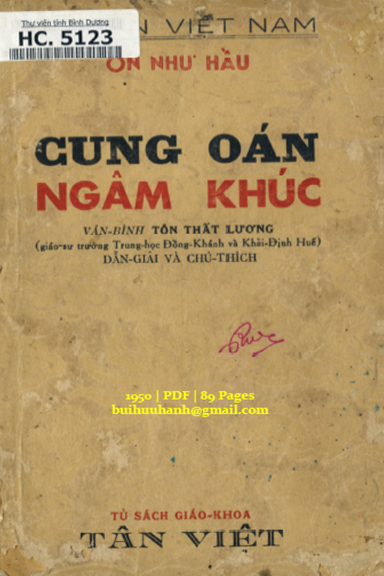 Cung Oán Ngâm Khúc (NXB Tân Việt 1950) - Ôn Như Hầu, 89 Trang