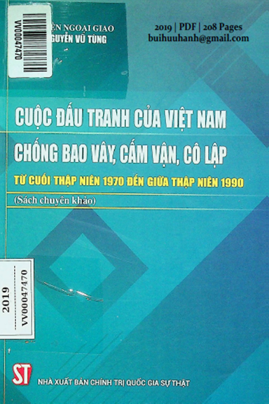 Cuộc Đấu Tranh Của Việt Nam Chống Bao Vây, Cấm Vận, Cô Lập (NXB Chính Trị 2019) - Nguyễn Vũ Tùng