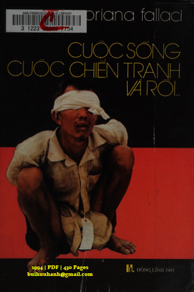 Cuộc Sống Cuộc Chiến Tranh Và Rồi (NXB Hồng Lĩnh 1993) - Oriana Fallaci, 430 Trang
