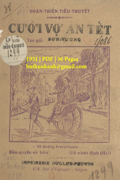 Cưới Vợ Ăn Tết (NXB Đức Lưu Phương 1931) - Sơn Vương, 36 Trang