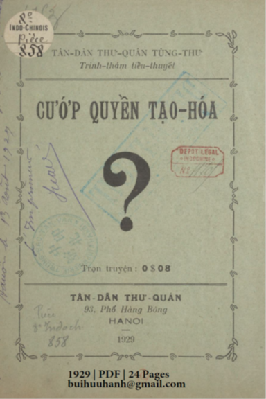 Cướp Quyền Tạo Hóa (NXB Tân Dân 1929) - Nhiều Tác Giả, 24 Trang