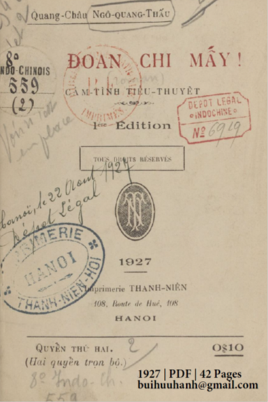 Đa Đoan Chi Mấy Quyển 2 (NXB Thanh Niên 1927) - Ngô Quang Thấu, 42 Trang