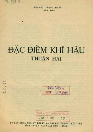 Đặc Điểm Khí Hậu Tỉnh Thuận Hải (NXB Thuận Hải 1984) - Trương Trọng Huấn, 106 Trang