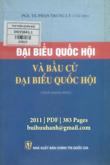 Đại Biểu Quốc Hội Và Bầu Cử Đại Biểu Quốc Hội (NXB Chính Trị 2011) - Phan Trung Lý, 383 Trang