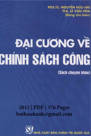Đại Cương Về Chính Sách Công (NXB Chính Trị 2013) - Nguyễn Hữu Hải, 376 Trang