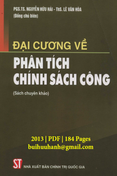 Đại Cương Về Phân Tích Chính Sách Công (NXB Chính Trị 2013) - Nguyễn Hữu Hải, 184 Trang