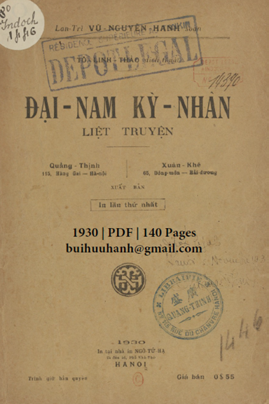 Đại Nam Kỳ Nhân Liệt Truyện (NXB Ngô Tử Hạ 1930) - Vũ Nguyên Hanh, 140 Trang