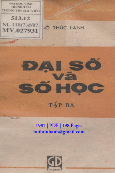 Đại Số Và Số Học Tập 3 (NXB Giáo Dục 1987) - Ngô Thúc Lanh, 198 Trang